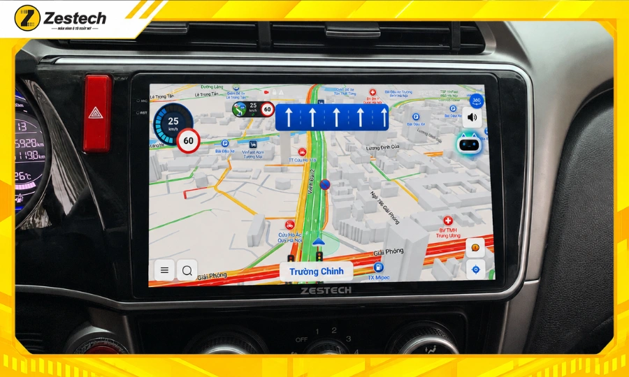 Màn hình Android ô tô cho xe Honda City sở hữu bản đồ Vietmap Live cảnh báo giao thông
