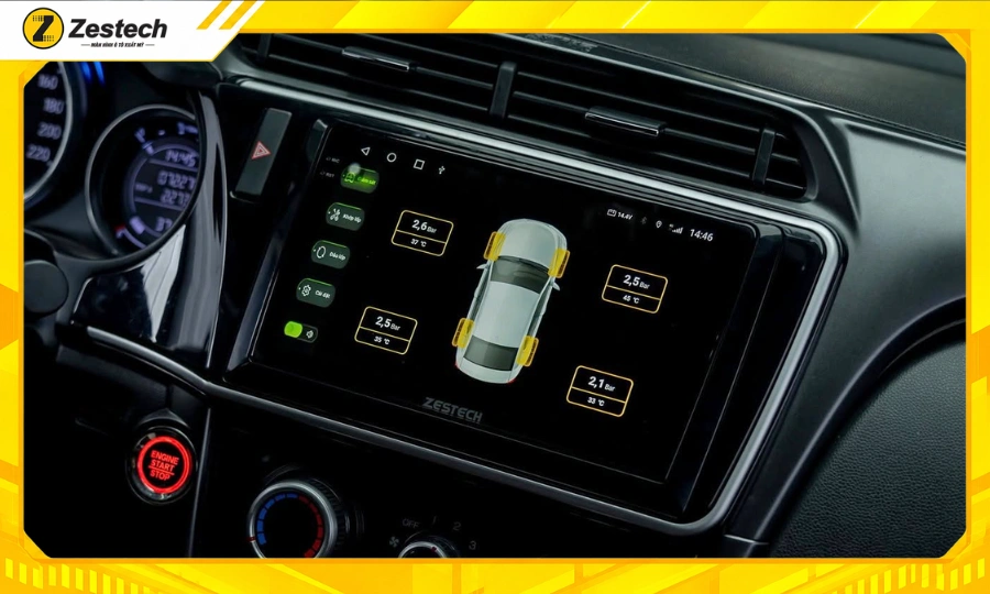 Màn hình Android ô tô cho xe Honda City tích hợp cảm biến áp suất lốp