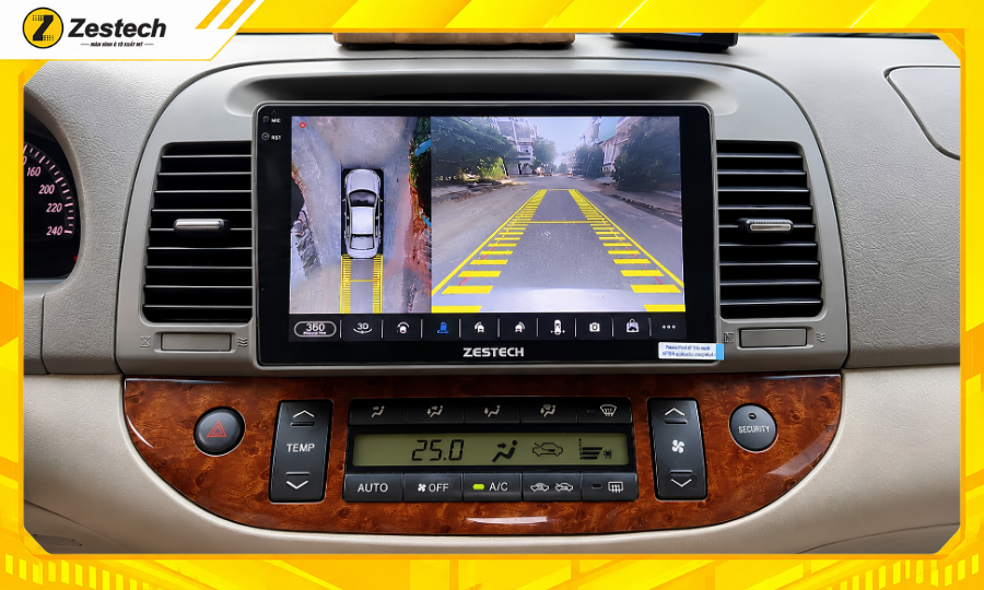 Màn hình android ô tô cho xe Toyota Camry 2002-2006 5 Camera 460 sắc nét trên màn hình android ô tô cho xe Camry 2002