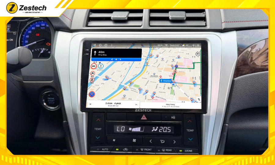 Màn hình ô tô Android cho xe Toyota Camry 4 Màn hình ô tô Android cho xe Toyota Camry tích hợp bản đồ cảnh báo giao thông