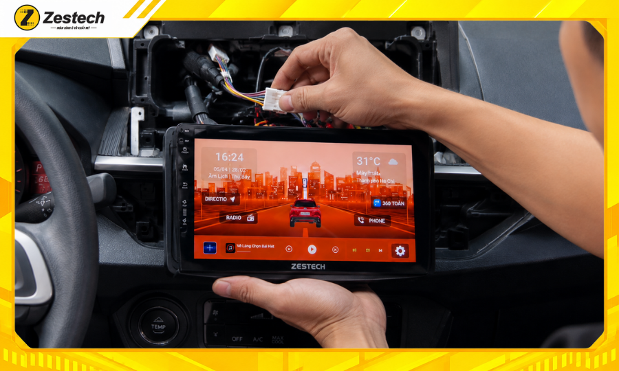 Lắp đặt màn hình ô tô Android cho xe Toyota Wigo 2023-2025 chuẩn kỹ thuật