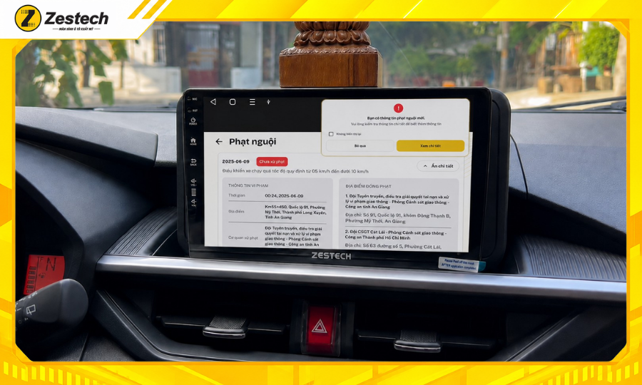 Tự động tra cứu phạt nguội trên màn hình ô tô Android cho xe Toyota Wigo 2023-2025