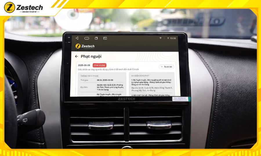 Màn hình ô tô Android cho xe Toyota Yaris - Thông tin phạt nguội