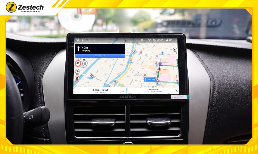 Màn hình ô tô Android cho xe Toyota Yaris tích hợp bản đồ cảnh báo
