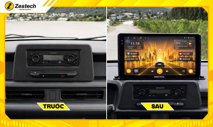 Trước và sau khi nâng cấp màn hình ô tô Android cho xe VinFast EC Van