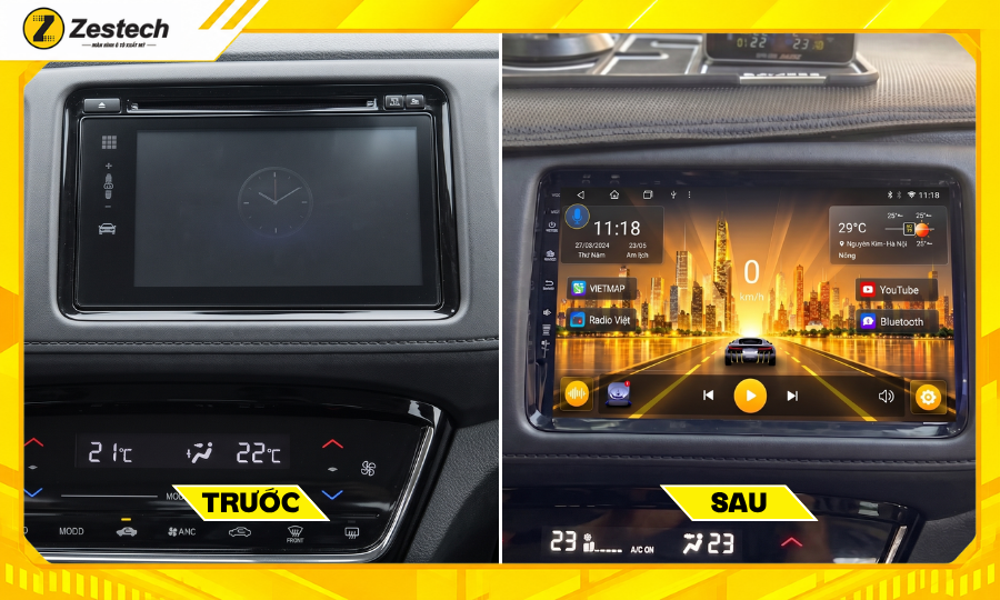 Trước và sau khi lắp đặt Màn hình ô tô android cho Honda HR-V