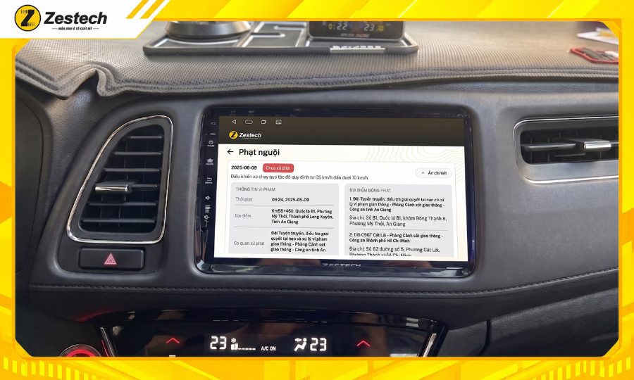 Màn hình ô tô android cho Honda HR-V tự động thông báo phạt nguội