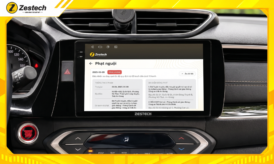 Màn hình ô tô Android cho xe Honda BR-V tự động thông báo phạt nguội