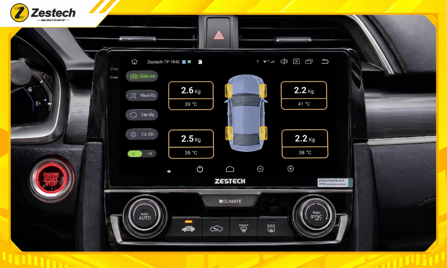 Màn hình ô tô android cho xe Honda Civic 2012-2016 kết nối cảm biến áp suất lốp