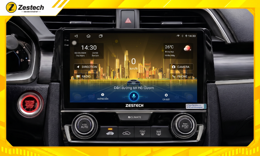 Điều khiển màn hình ô tô android cho xe Honda Civic 2012-2016 bằng giọng nói