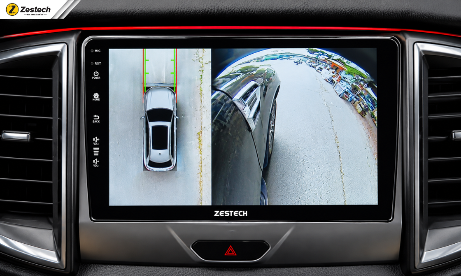 Chế độ xem màn liền cam360 cho ô tô ở góc phải