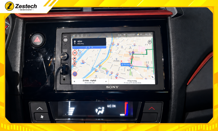 Android Box cho xe Honda Brio - Tích hợp bản đồ cảnh báo giao thông