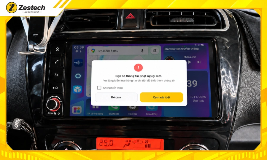 Android Box cho xe Mitsubishi Attrage 6 Android Box cho xe Mitsubishi Attrage tự động thông báo phạt nguội