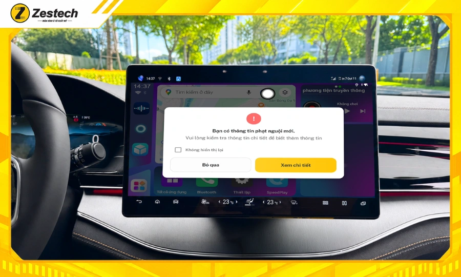 Android Box ô tô cho xe BYD Sealion 8 tự động thông báo phạt nguội khi nổ máy xe