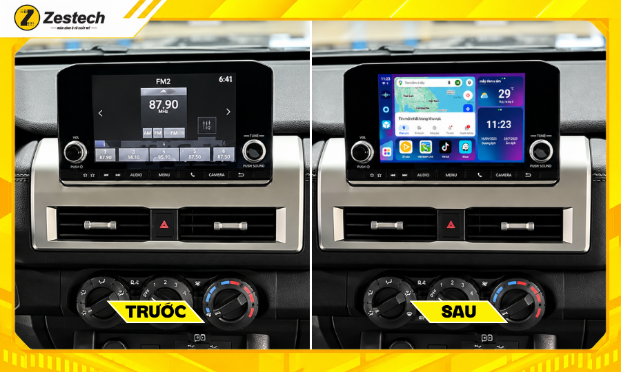 Android Box ô tô cho xe Mitsubishi Triton 1 Trước và sau khi lắp đặt Android Box ô tô cho xe Mitsubishi Triton