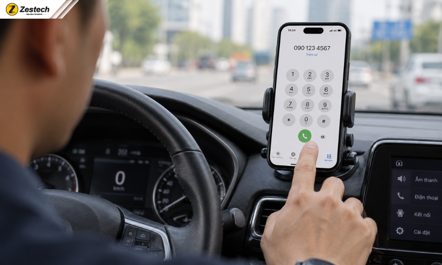 Top 3 cách nghe điện thoại khi lái xe ô tô an toàn, đúng luật 4 Cách nghe điện thoại khi lái xe ô tô là dùng giá đỡ điện thoại và bật loa ngoài