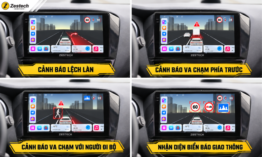 Công nghệ hỗ trợ lái xe AI ADAS trên màn hình ô tô Zestech