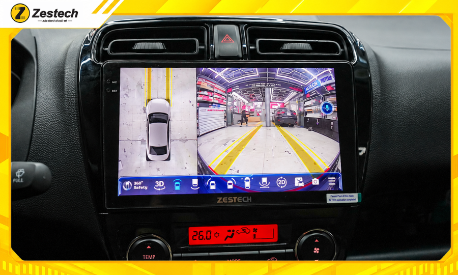 Hệ thống Camera 360 trên màn hình Android ô tô cho xe Mitsubishi Attrage