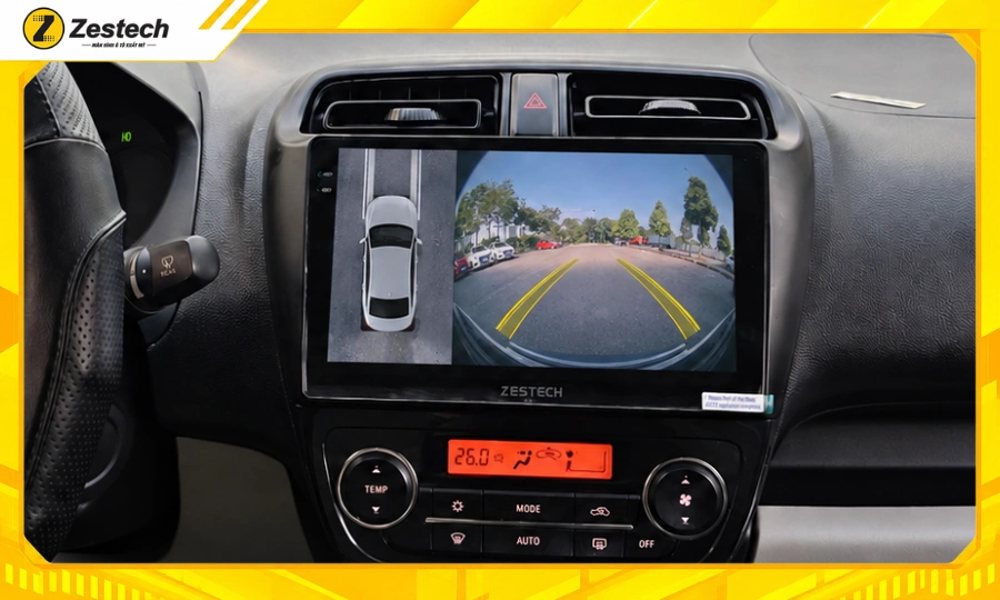Màn hình ô tô Android cho xe Mitsubishi Mirage 5 Hệ thống Camera 360 trên màn hình ô tô Android cho xe Mitsubishi Mirage