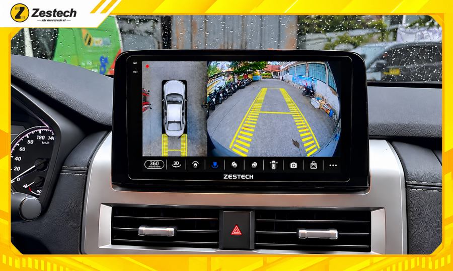 Camera 360 trên màn hình Android ô tô cho xe Mitsubishi Triton 2019