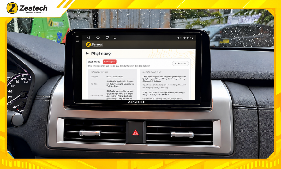 Màn hình Android ô tô cho xe Mitsubishi Triton tự động thông báo phạt nguội