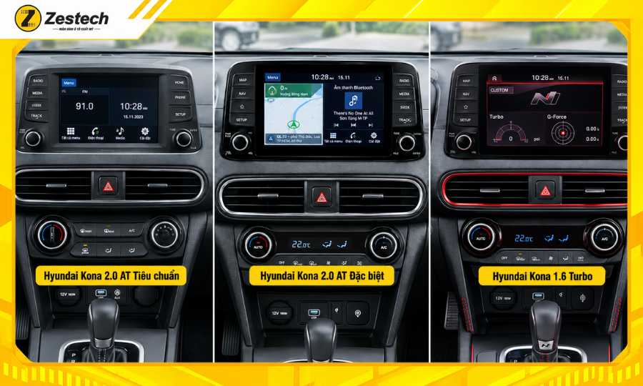 Màn hình ô tô Android cho xe Hyundai Kona 1 Các phiên bản màn hình zin Hyundai Kona