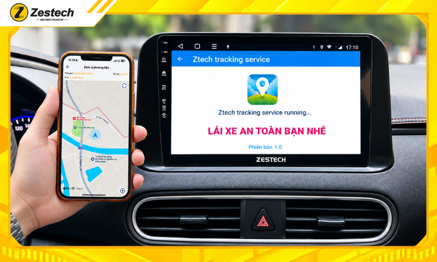Màn hình ô tô Android cho xe Hyundai Kona 9 Định vị xe từ xa với Zestech Tracking trên điện thoại