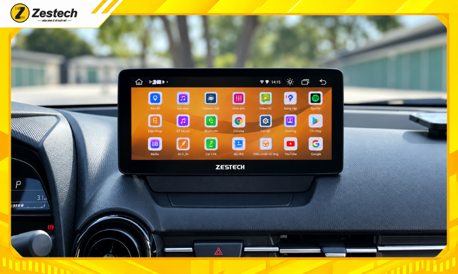 Màn hình ô tô Android cho xe Mazda 2 chạy song song 2 hệ điều hành