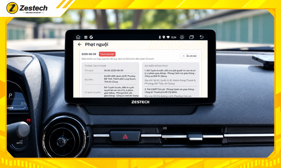 Màn hình ô tô Android cho xe Mazda 2 tự động thông báo phạt nguội