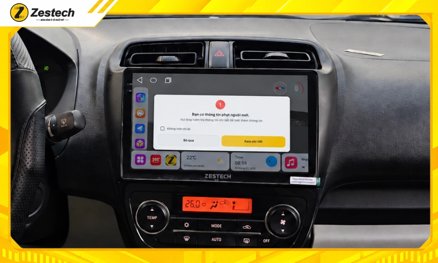 Màn hình ô tô Android cho xe Mitsubishi Mirage 4 Màn hình ô tô Android cho xe Mitsubishi Mirage - Công nghệ tự động thông báo phạt nguội