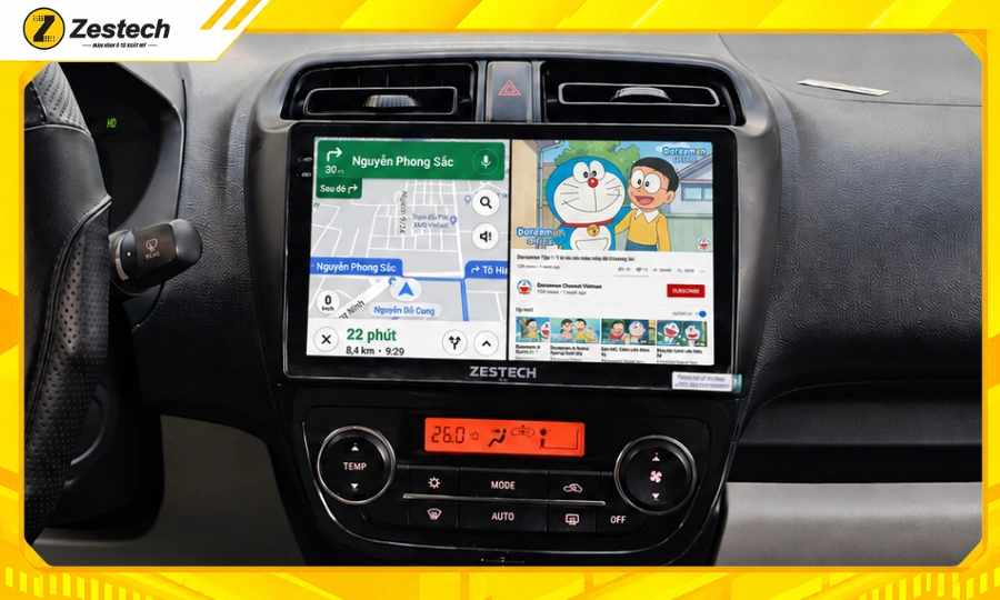 Màn hình ô tô Android cho xe Mitsubishi Mirage 6 Màn hình ô tô Android cho xe Mitsubishi Mirage chạy đa nhiệm ứng dụng