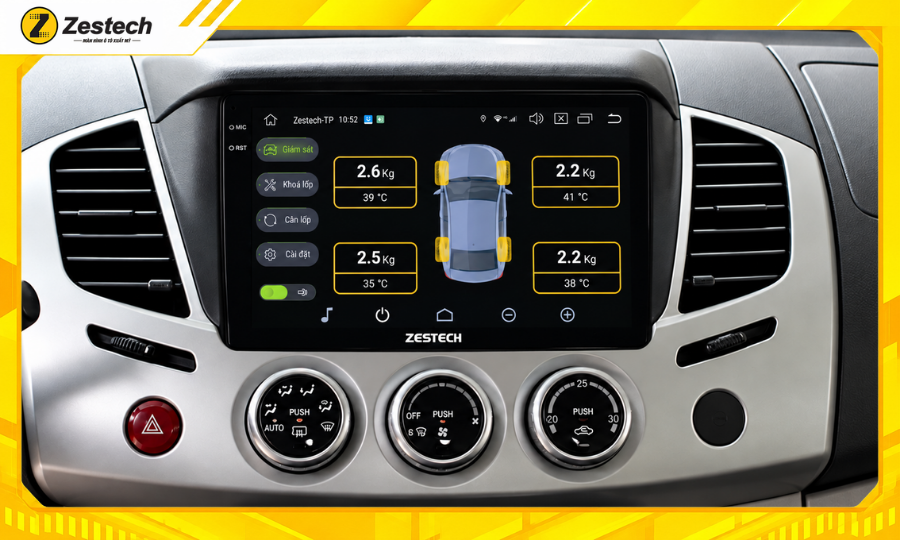 Màn hình ô tô Android cho xe Mitsubishi Triton 2013 tích hợp cảm biến áp suất lốp