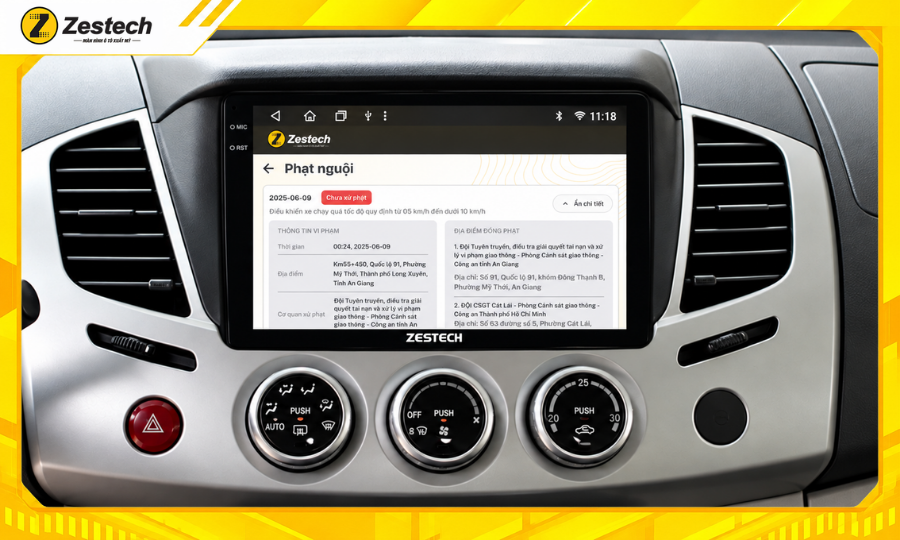 Màn hình ô tô Android cho xe Mitsubishi Triton 2014 tự động thông báo phạt nguội