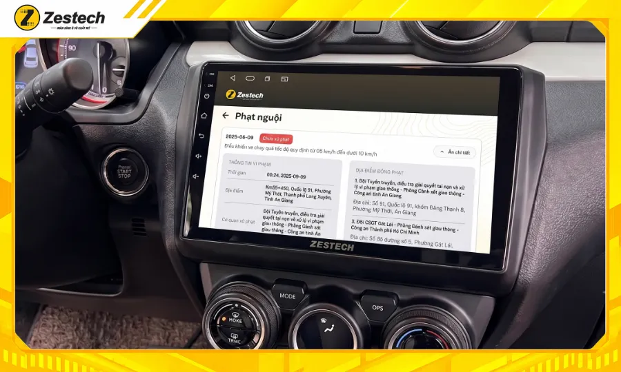 Thông báo phạt nguội - Màn hình ô tô android cho xe Suzuki Swift
