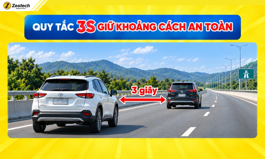 Quy định xử phạt lỗi không giữ khoảng cách an toàn từ 27/8/2026 5 Quy tắc 3 giây căn khoảng cách an toàn
