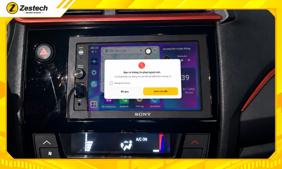 Tự động thông báo phạt nguội trên Android Box cho xe Honda Brio
