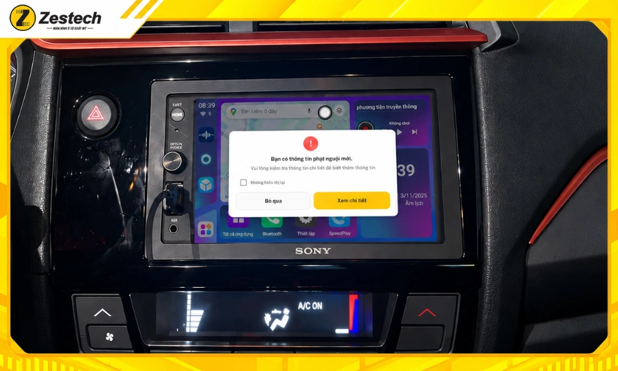 Android Box cho xe Honda Brio 2022-2025 - Công nghệ tự động thông báo phạt nguội