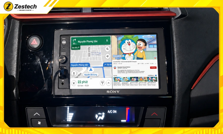 Android Box cho xe Honda Brio 2022-2025 chạy đa nhiệm ứng dụng