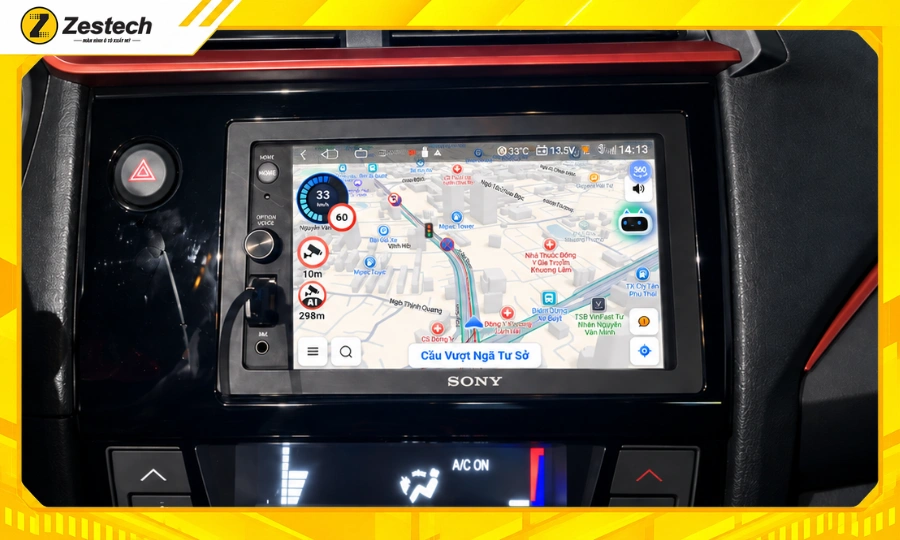 Android Box cho xe Honda Brio 2022-2025 tích hợp bản đồ cảnh báo giao thông