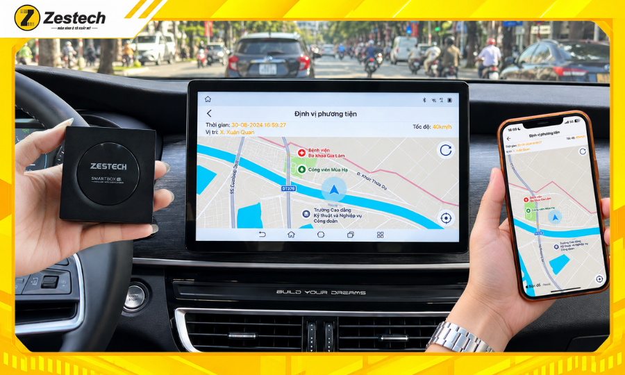 Android Box ô tô cho xe BYD M6 7 App Zestech Tracking định vị, quản lý xe qua điện thoại