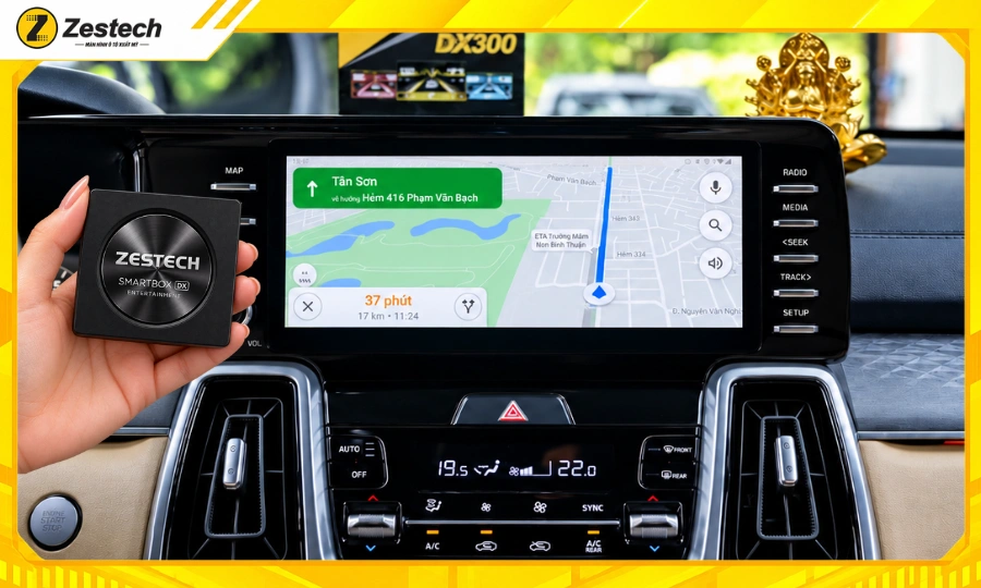 Android Box ô tô cho xe Kia Sorento 2024-2025 tích hợp bản đồ dẫn đường thông minh