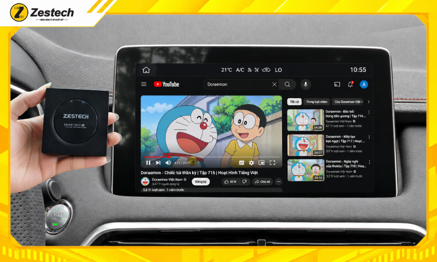 Xem Youtube trên Android Box ô tô cho xe MG HS