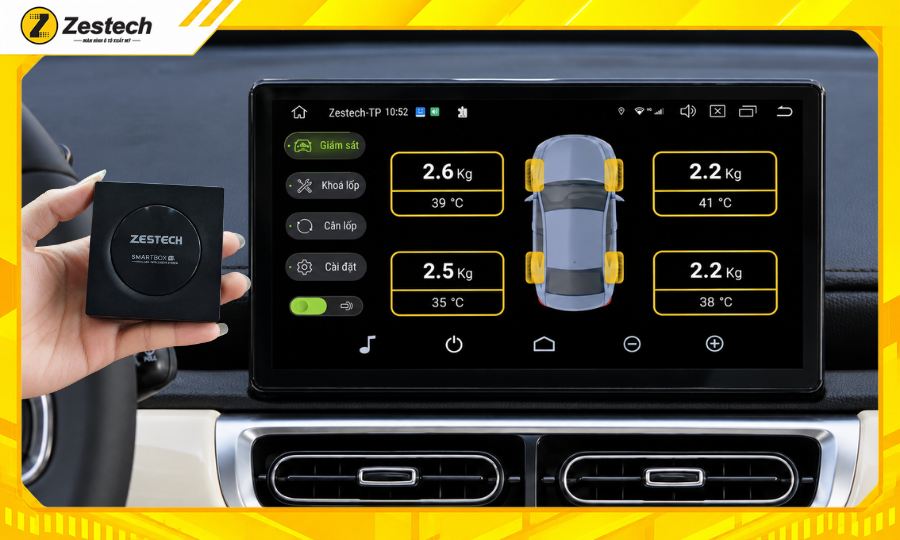Android Box ô tô cho xe WULING Bingo kết nối cảm biến áp suất lốp