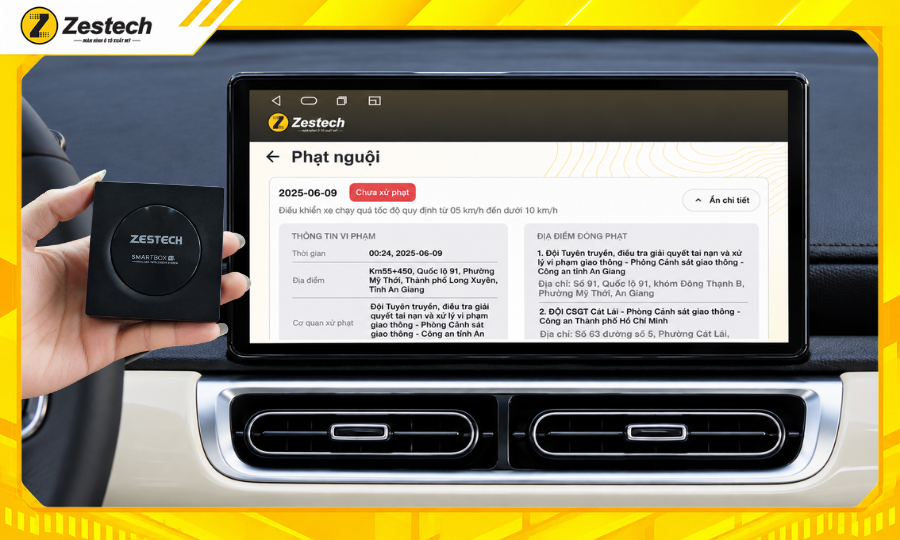 Android Box ô tô cho xe WULING Bingo tự động thông báo phạt nguội