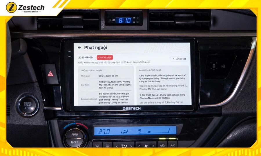 Màn hình ô tô Android cho xe Toyota Altis 4 Kiểm tra phạt nguội trên màn hình ô tô Android cho xe Toyota Altis