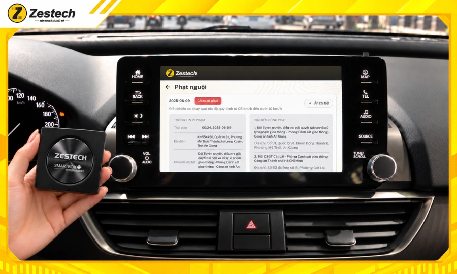 Kiểm tra thông tin phạt nguội trên Android Box cho xe Honda Accord