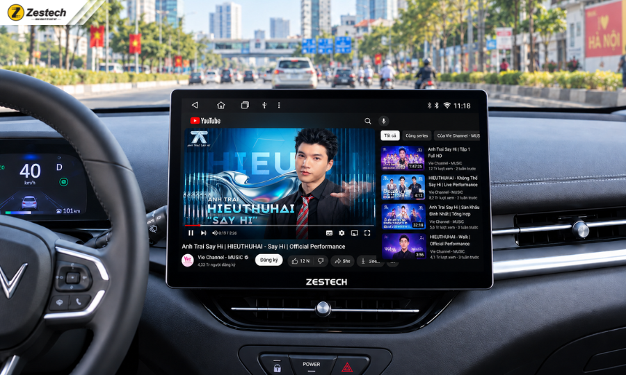 Xem youtube trên màn hình Android xe điện