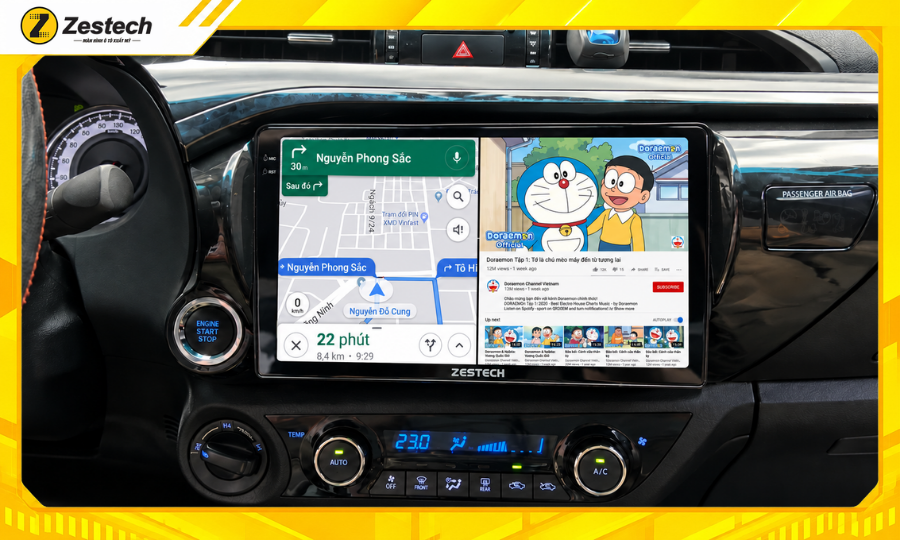 Màn hình ô tô Android cho xe Hilux 2021-2025 hỗ trợ đa nhiệm ứng dụng