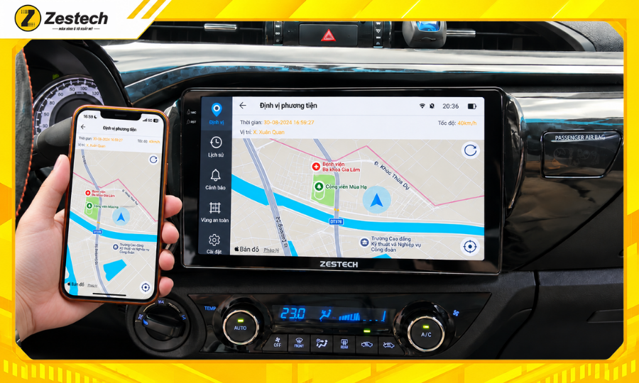 Màn hình ô tô Android cho xe Hilux 2021-2025 hỗ trợ định vị, quản lý xe từ xa