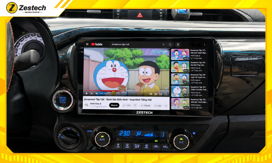 Xem youtube trên Màn hình ô tô Android cho xe Hilux 2021-2025